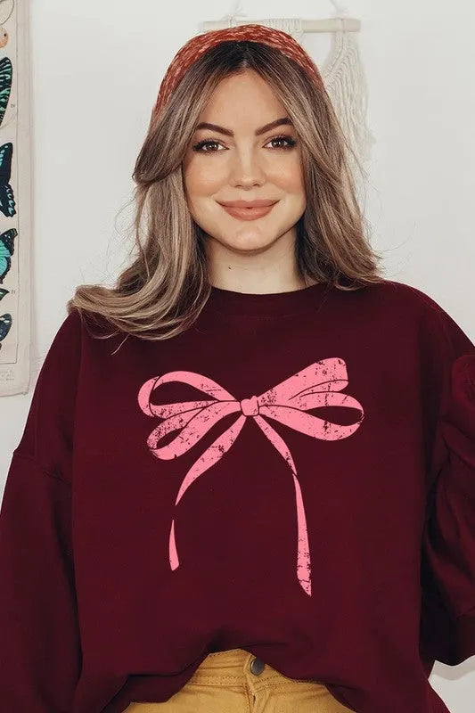 Pink Valentine Bow Graphic Sweatshirt - Jessiz Boutique