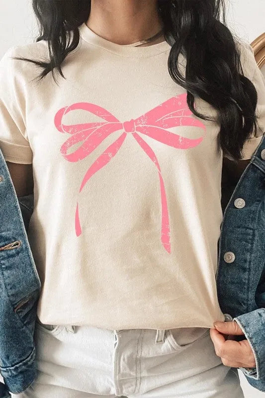 Pink Valentine Bow Graphic Tee - Jessiz Boutique