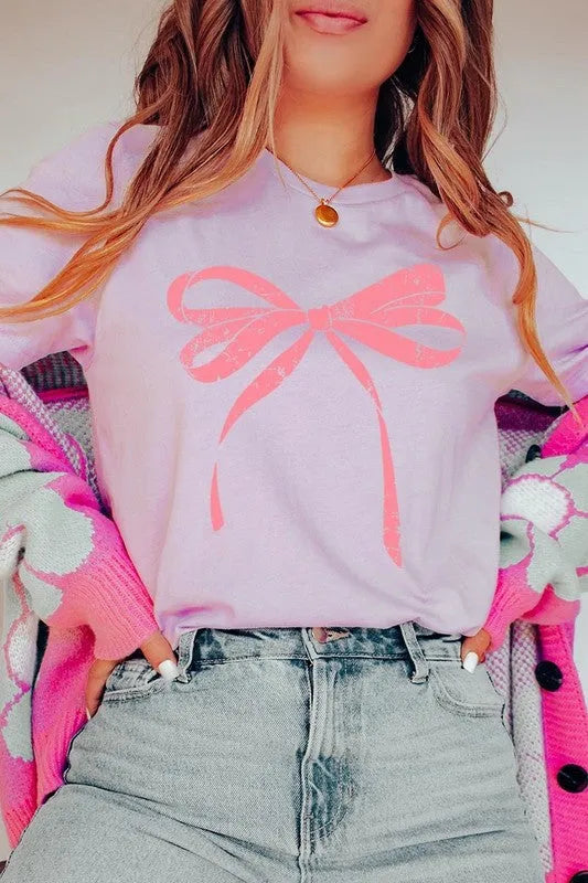 Pink Valentine Bow Graphic Tee - Jessiz Boutique