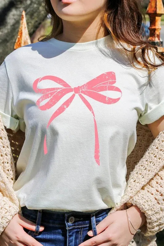 Pink Valentine Bow Graphic Tee - Jessiz Boutique