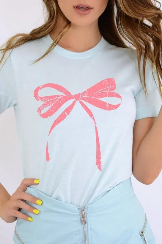 Pink Valentine Bow Graphic Tee - Jessiz Boutique