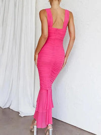 Pleated Fishtail Long Dress - Jessiz Boutique