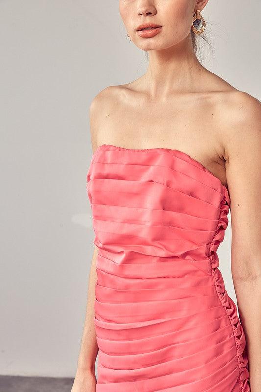 Pleated Wrap Tube Dress - Jessiz Boutique