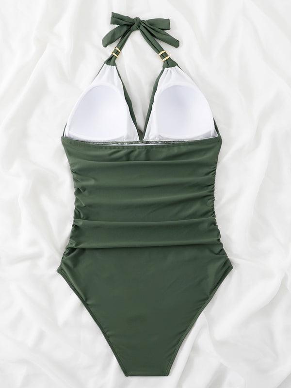 Plunge Halter One-piece Swimsuit - Jessiz Boutique