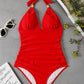 Plunge Halter One-piece Swimsuit - Jessiz Boutique