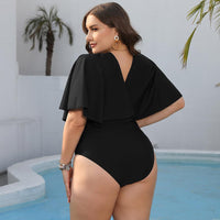 Plus Size Ruched Surplice Neck One-Piece Swimsuit - Jessiz Boutique