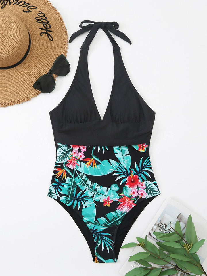 Printed Halter Neck One-Piece Swimwear - Jessiz Boutique