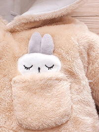 Rabbit Decor Long Sleeve Hooded Snapped Jumpsuit - Jessiz Boutique