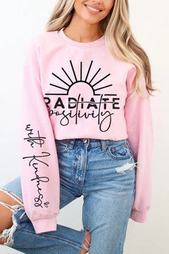 Radiate Positivity Graphic Fleece Sweatshirts - Jessiz Boutique