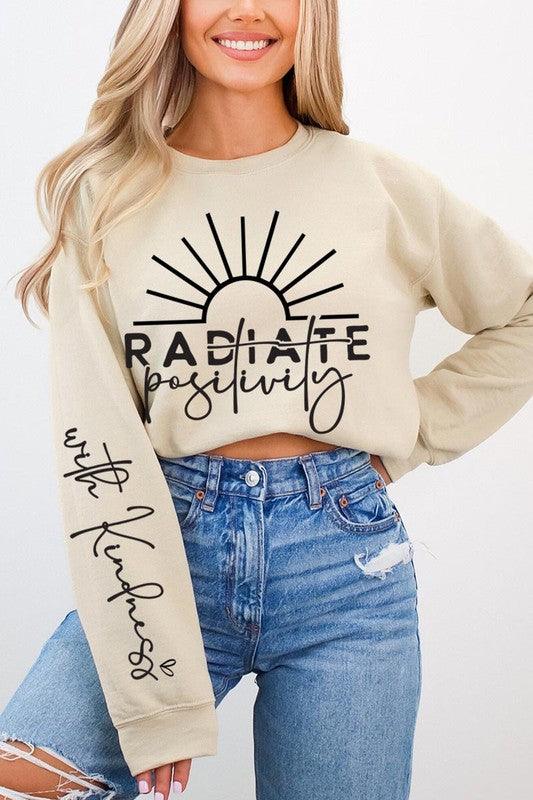 Radiate Positivity Graphic Fleece Sweatshirts - Jessiz Boutique