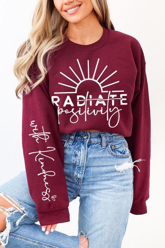 Radiate Positivity Graphic Fleece Sweatshirts - Jessiz Boutique
