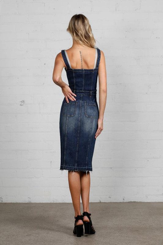 Raw Hem Denim Overall Dress - Jessiz Boutique