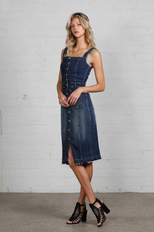 Raw Hem Denim Overall Dress - Jessiz Boutique