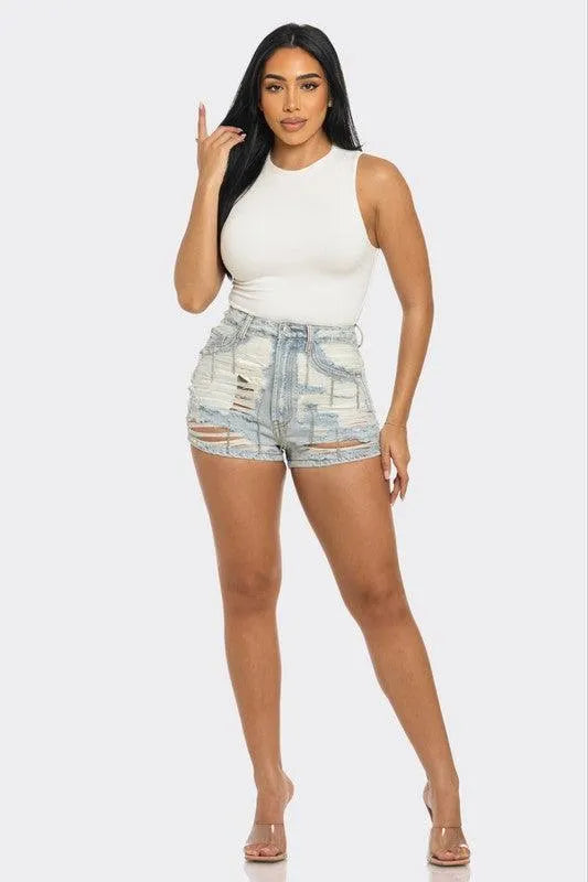 Rebel Spirit Distressed Denim Shorts - Jessiz Boutique