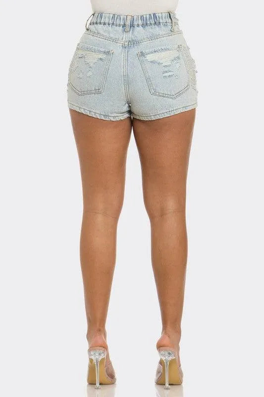 Rebel Spirit Distressed Denim Shorts - Jessiz Boutique