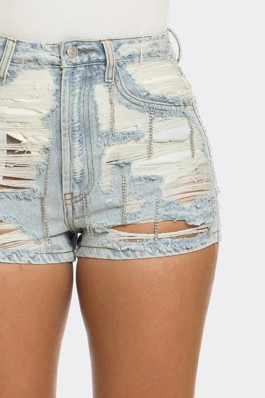 Rebel Spirit Distressed Denim Shorts - Jessiz Boutique