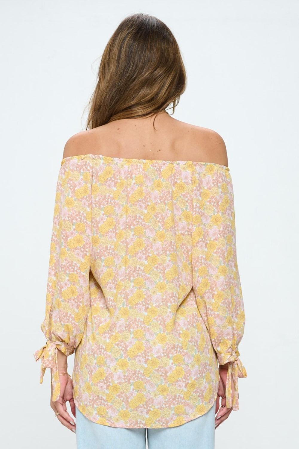 RENEE C Floral Off-Shoulder Long Sleeve Blouse - Jessiz Boutique