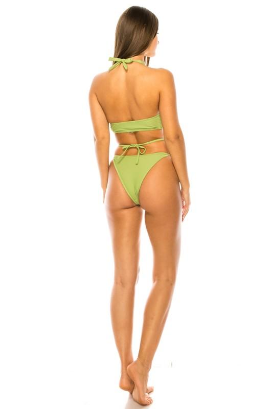 Rib Crisscross Halter Bikini - Jessiz Boutique