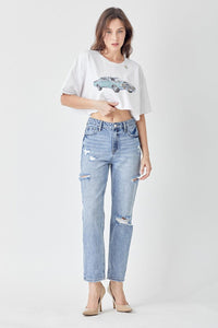 RISEN Distressed Slim Cropped Jeans - Jessiz Boutique