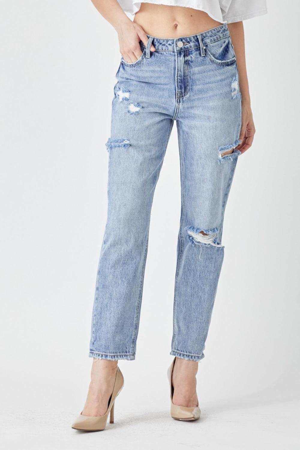 RISEN Distressed Slim Cropped Jeans - Jessiz Boutique