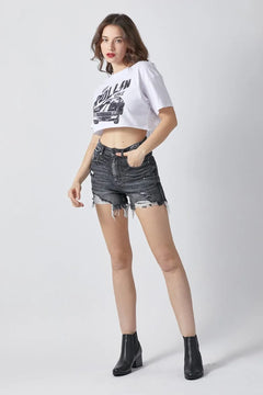 RISEN Full Size High Rise Distressed Denim Shorts - Jessiz Boutique