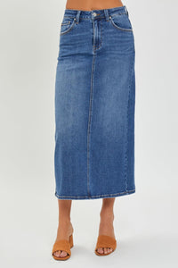RISEN High Rise Back Slit Denim Skirt - Jessiz Boutique