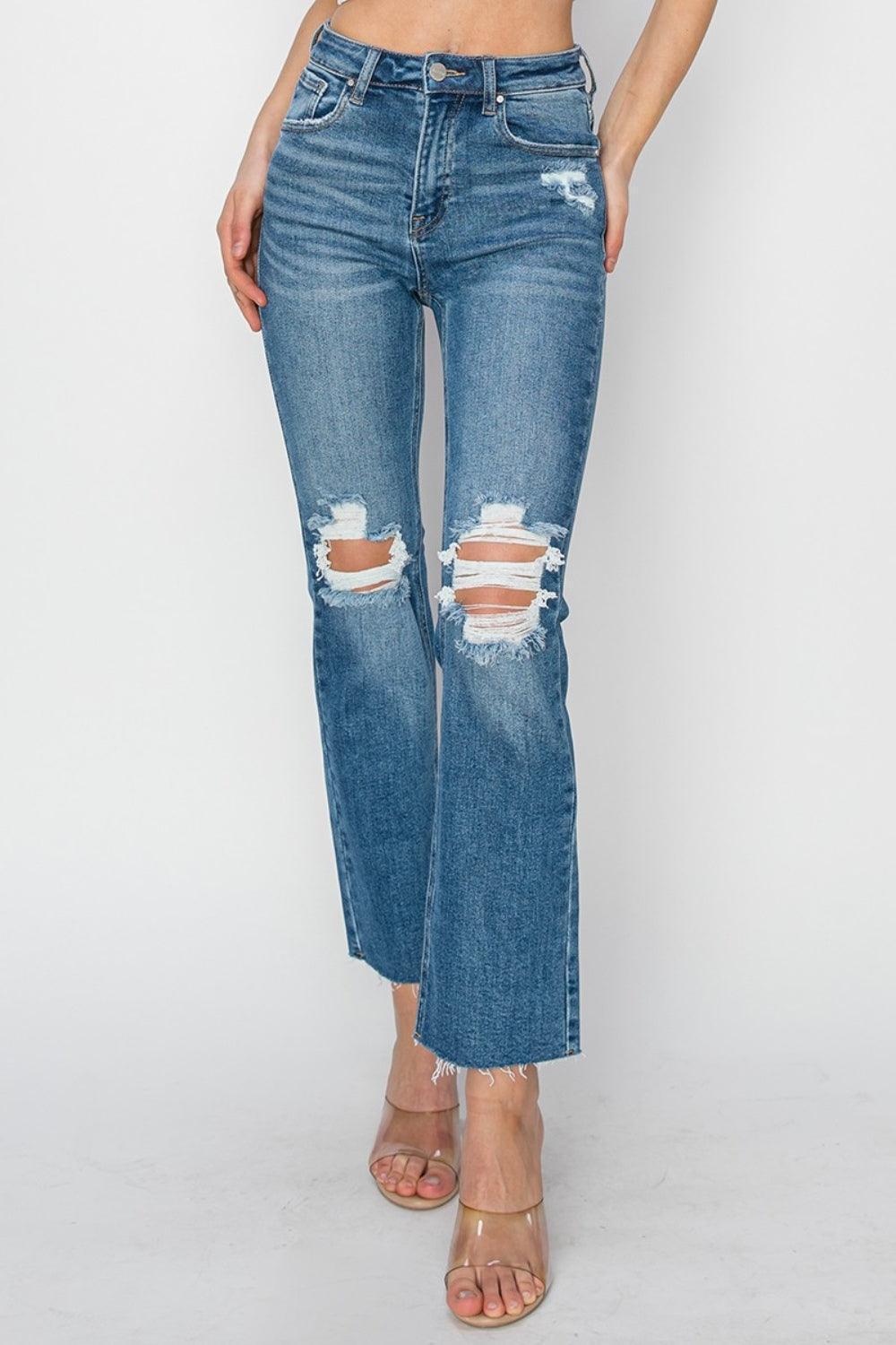 RISEN High Rise Distressed Ankle Jeans - Jessiz Boutique