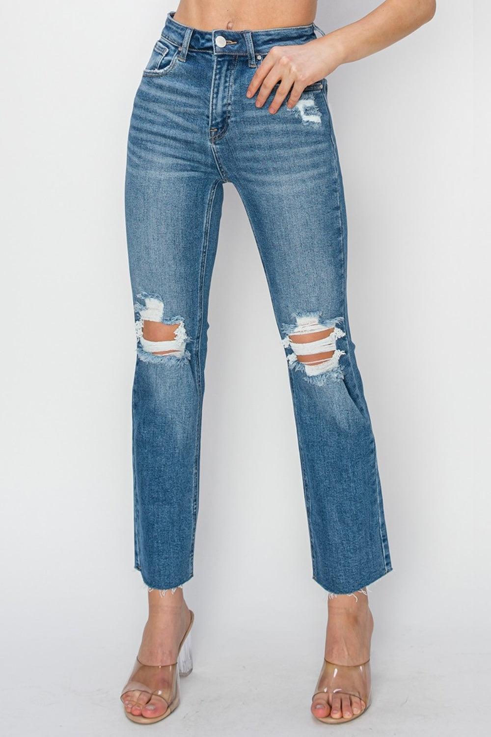 RISEN High Rise Distressed Ankle Jeans - Jessiz Boutique