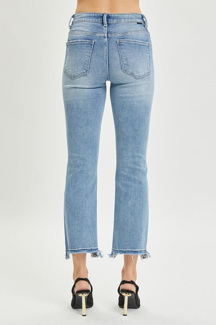 RISEN High Rise Distressed Cropped Straight Jeans - Jessiz Boutique