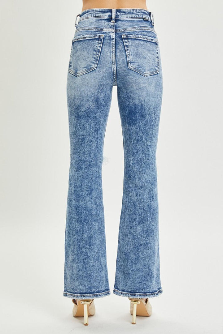 RISEN High Rise Distressed Flare Jeans - Jessiz Boutique