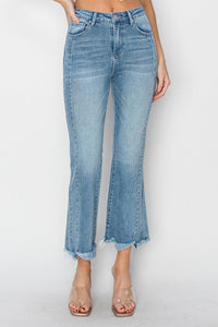 RISEN High Rise Frayed Hem Flare Jeans - Jessiz Boutique