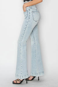 Risen High Rise Front Patch Pocket Flare Jeans - Jessiz Boutique