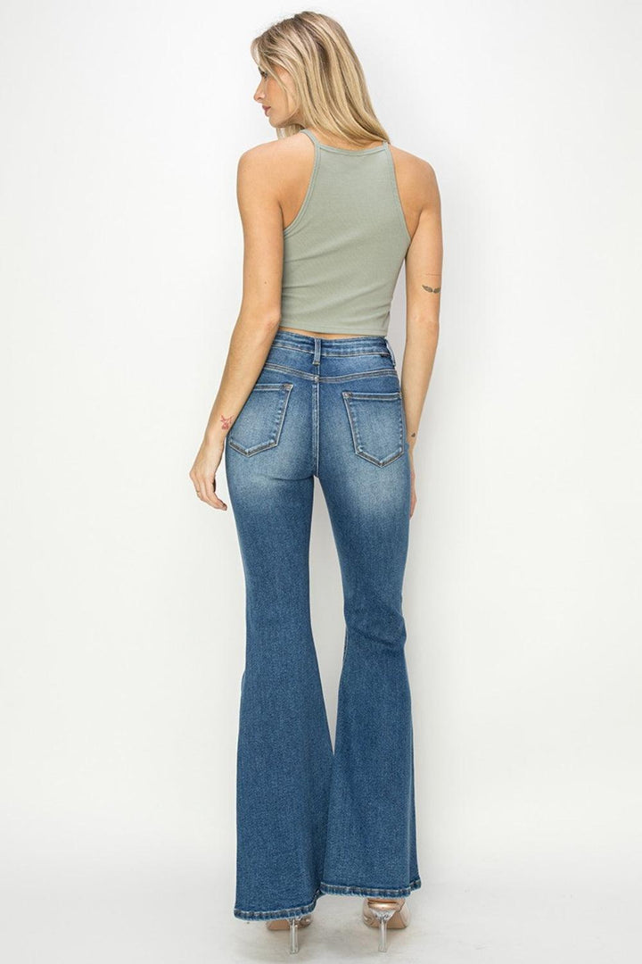 RISEN High Rise Front Seam Detailed Flare Jeans - Jessiz Boutique