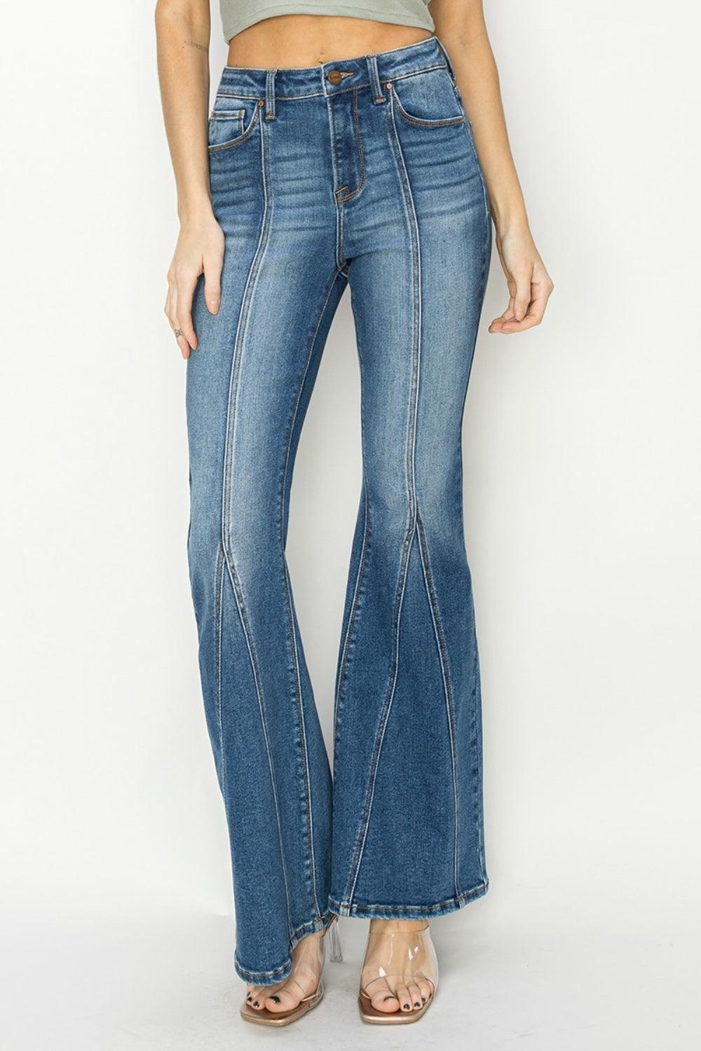 RISEN High Rise Front Seam Detailed Flare Jeans - Jessiz Boutique