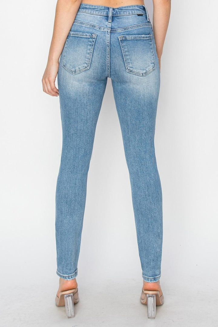 Risen High Rise Knee Distressed Skinny Jeans - Jessiz Boutique