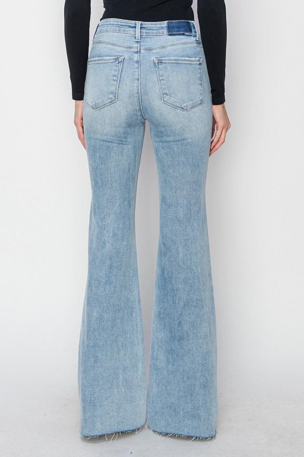 RISEN High Rise Raw Cut Hem Bootcut Jeans - Jessiz Boutique