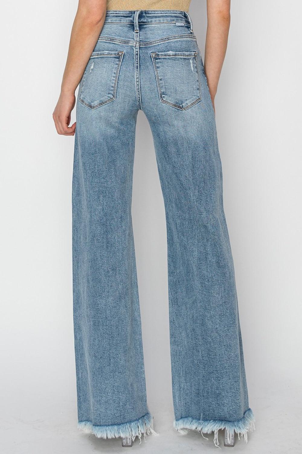 RISEN Mid Rise Button Fly Wide Leg Jeans - Jessiz Boutique