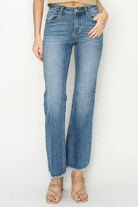 RISEN Mid-Rise Frayed Hem Bootcut Jeans - Jessiz Boutique