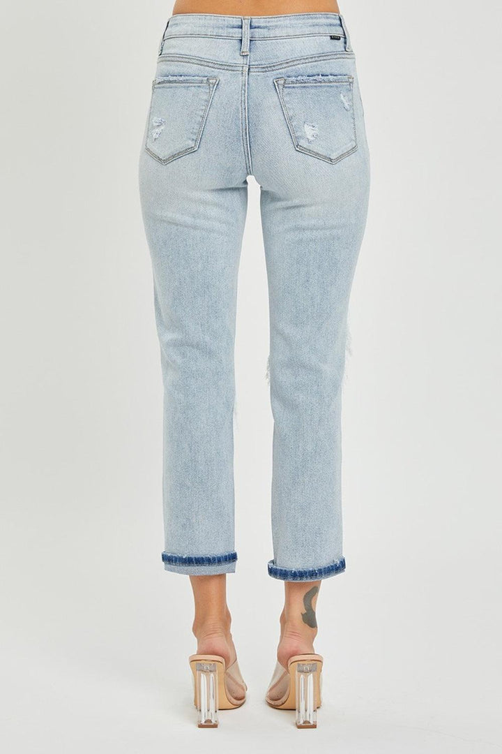 RISEN Mid-Rise Sequin Patched Jeans - Jessiz Boutique