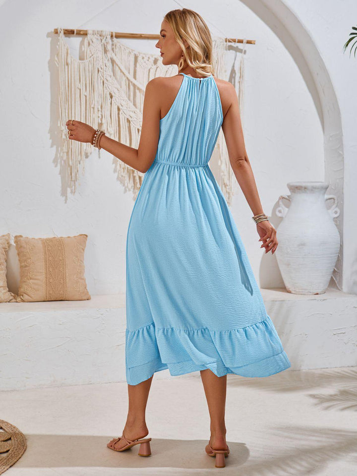 Ruffled Round Neck Sleeveless Dress - Jessiz Boutique