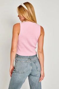 Satin Bow Detail Sleeveless Sweater Top - Jessiz Boutique