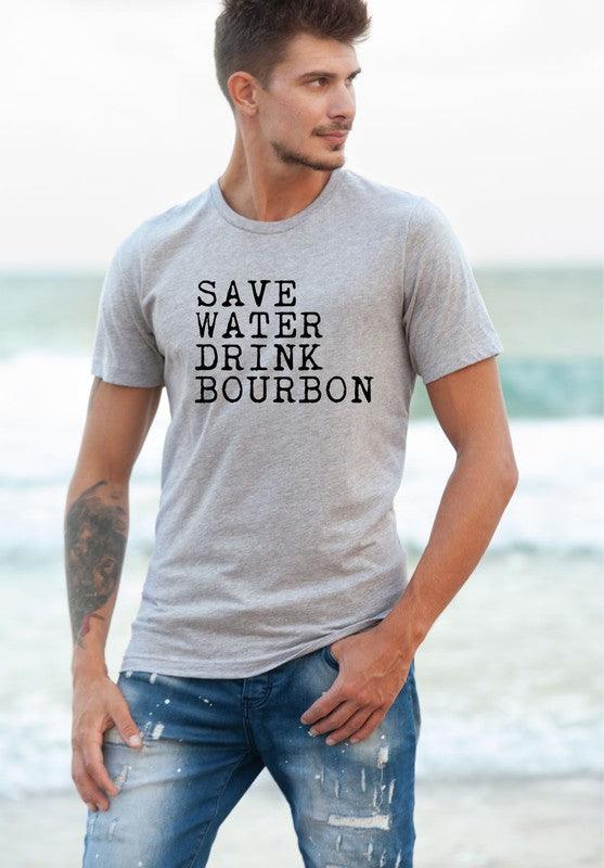 Save Water Drink Bourbon Crew Neck Mens Tee - Jessiz Boutique