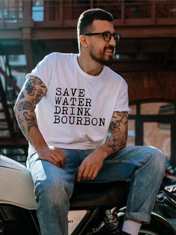 Save Water Drink Bourbon Crew Neck Mens Tee - Jessiz Boutique