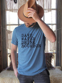 Save Water Drink Bourbon Crew Neck Mens Tee - Jessiz Boutique