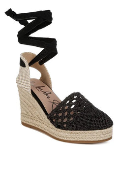 Sea Breeze Woven Lace-Up Espadrille Wedges - Jessiz Boutique