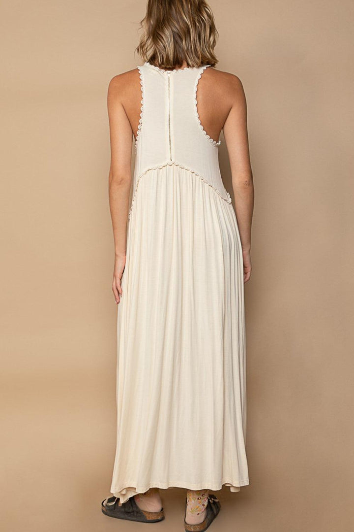 Sleeveless Back Zipper Front Slit Maxi Dress - Jessiz Boutique