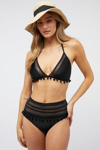 Solid Bikini Set With Pompom - Jessiz Boutique