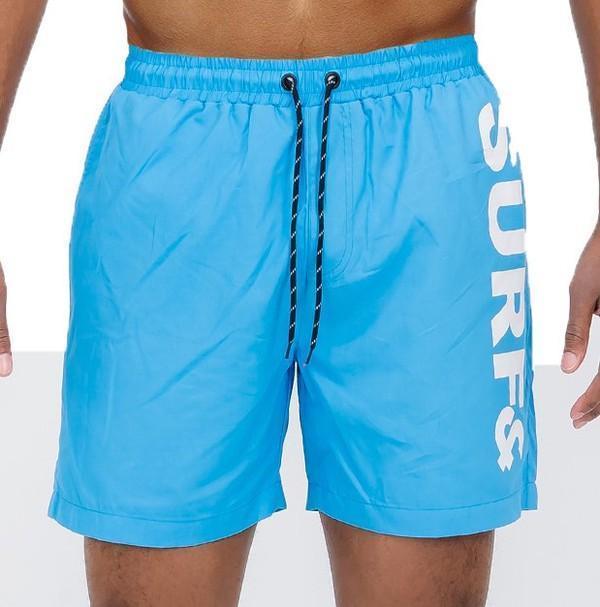 Solid Lined Beach Swim Text Swim Shorts - Jessiz Boutique