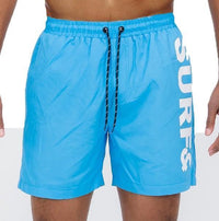 Solid Lined Beach Swim Text Swim Shorts - Jessiz Boutique