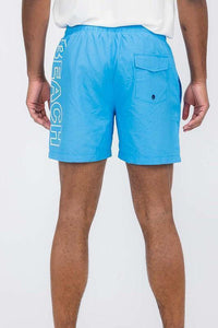 Solid Lined Beach Swim Text Swim Shorts - Jessiz Boutique